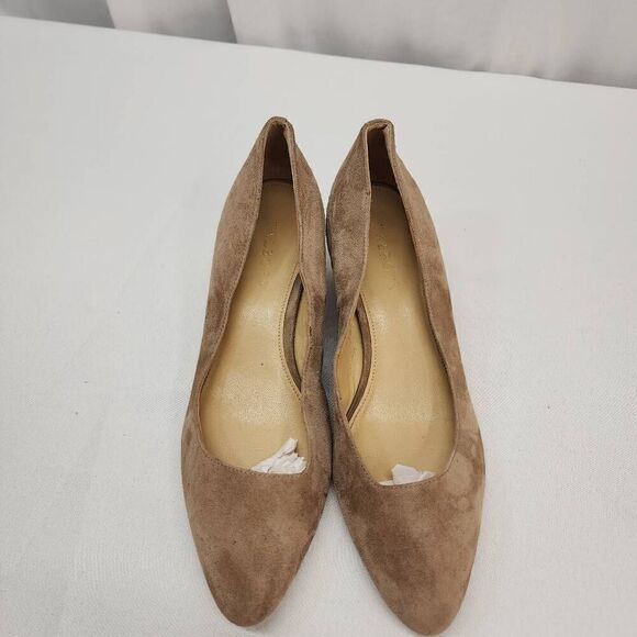 Talbots Size 10 Lanely Asymmetrical Wedges - Tan Leather Suede Comfort Career A - Picture 7 of 10